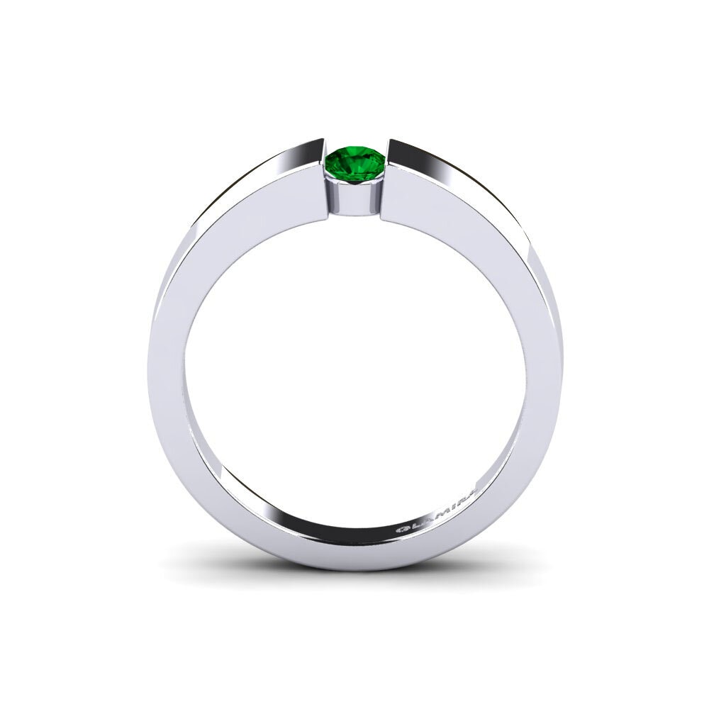 Green Zirconia Engagement Ring Nature
