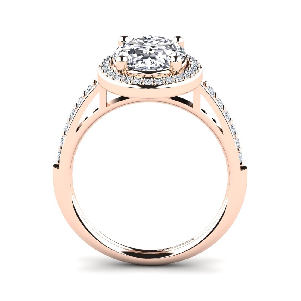 Rotgold 750 Oval Verlobungsringe Ropelina