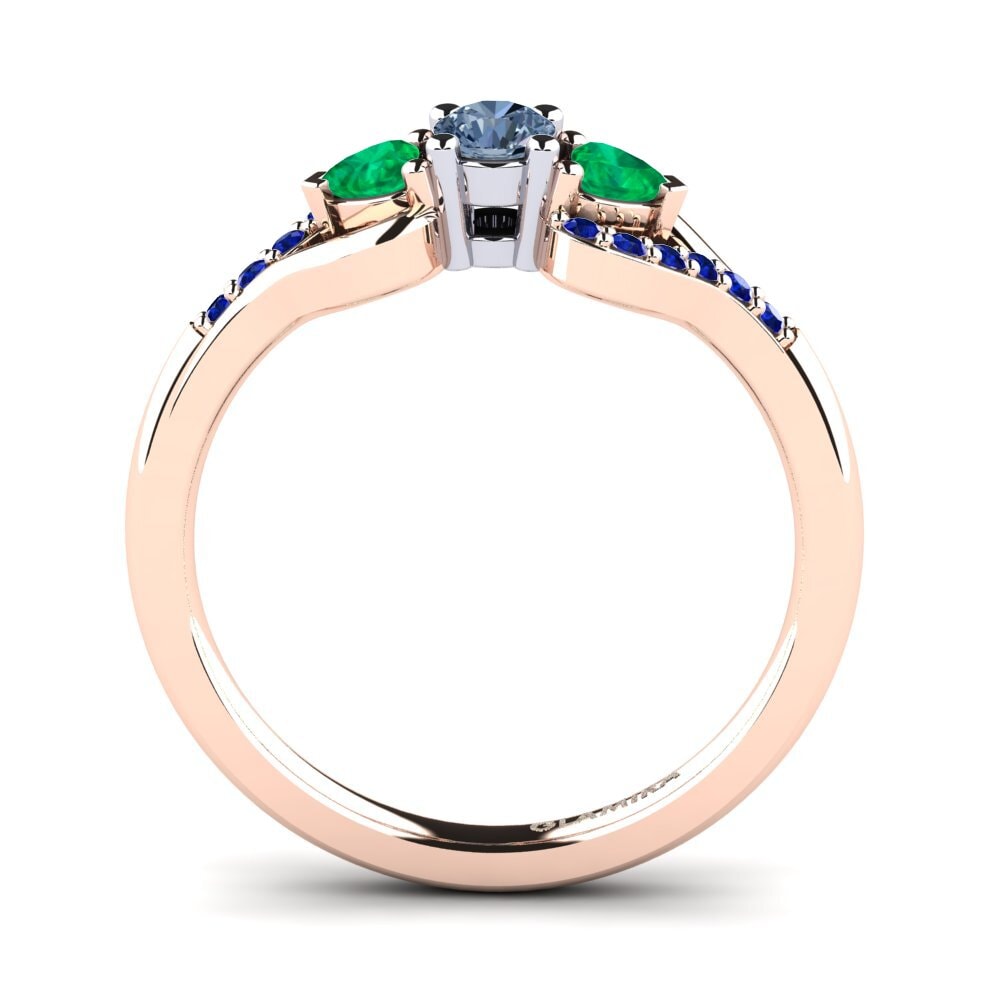 14ct Rose / White Gold Blue Diamond Engagement Ring Roselina 0.16 crt