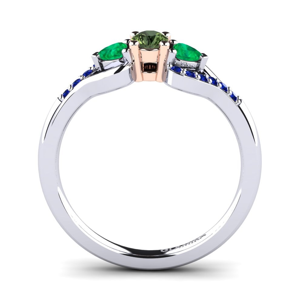 14ct White / Rose Gold Green Sapphire Engagement Ring Roselina 0.16 crt