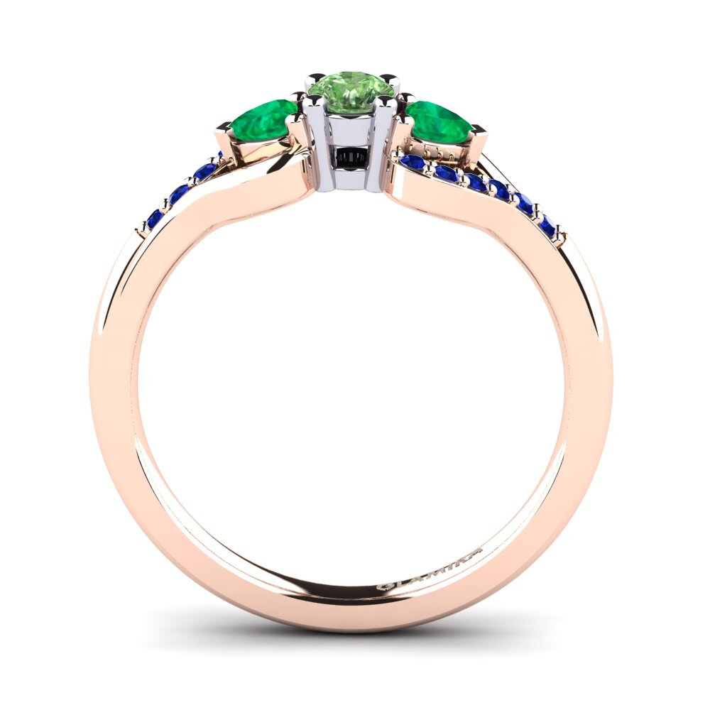 14ct Rose / White Gold Green Diamond Engagement Ring Roselina 0.16 crt