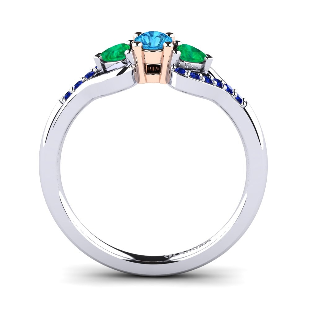 14ct White / Rose Gold Blue Topaz Engagement Ring Roselina 0.16 crt