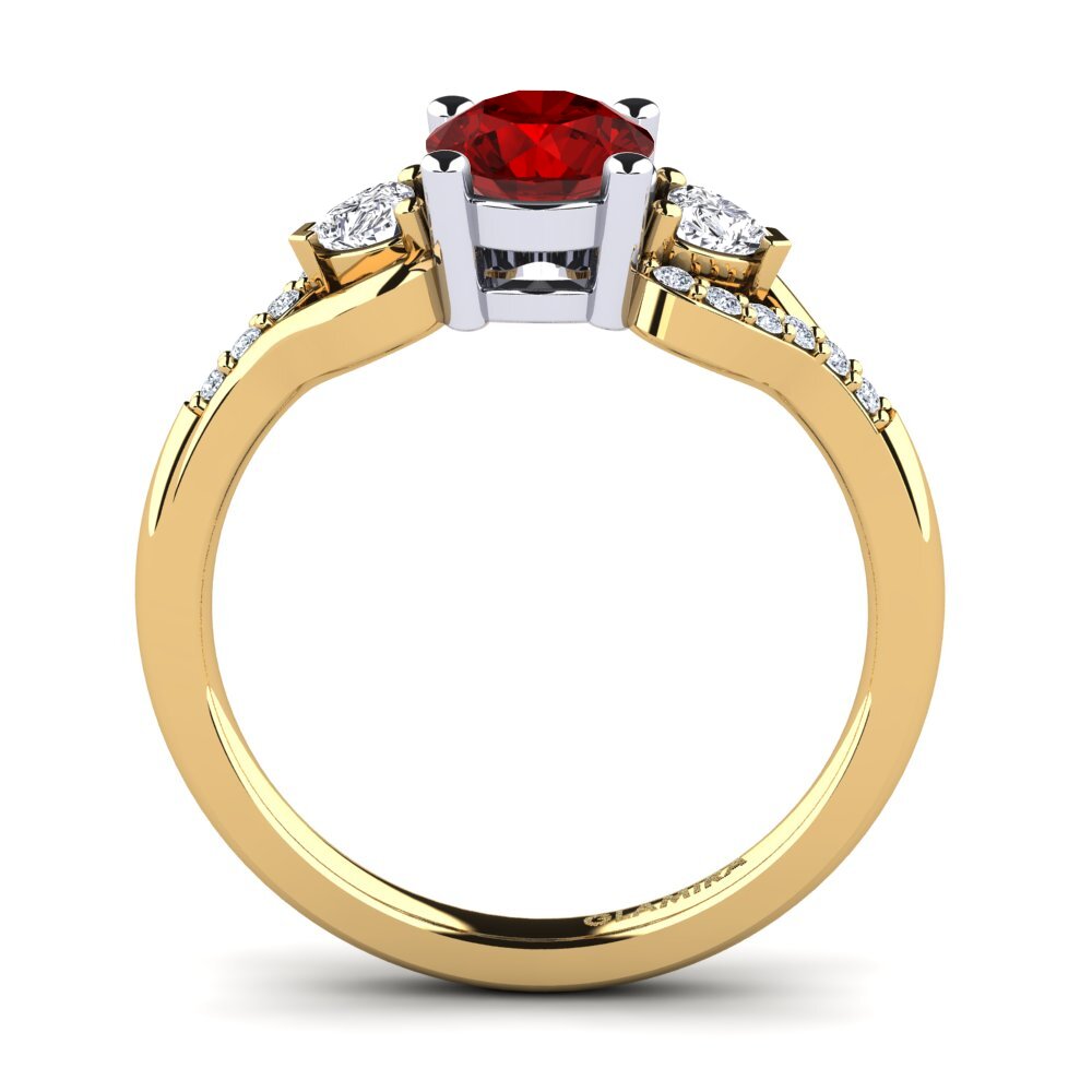 Rubí (Creado en laboratorio) Anillo de compromiso Roselina 0.8 crt