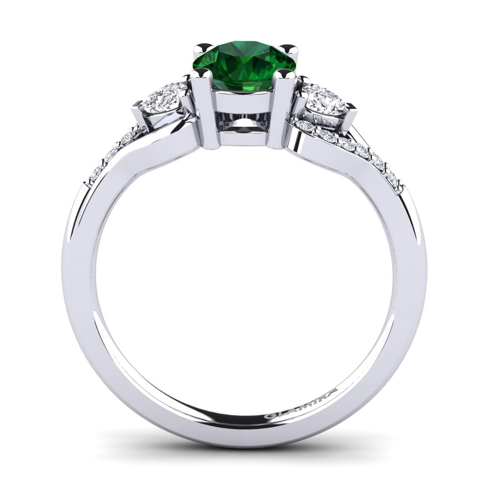 White Silver Tsavorite Engagement Ring Roselina 0.8 crt