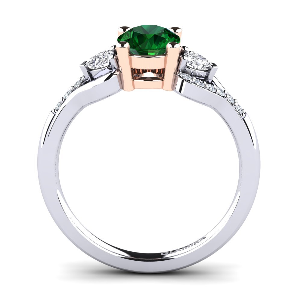 14ct White & Rose Gold Tsavorite Engagement Ring Roselina 0.8 crt