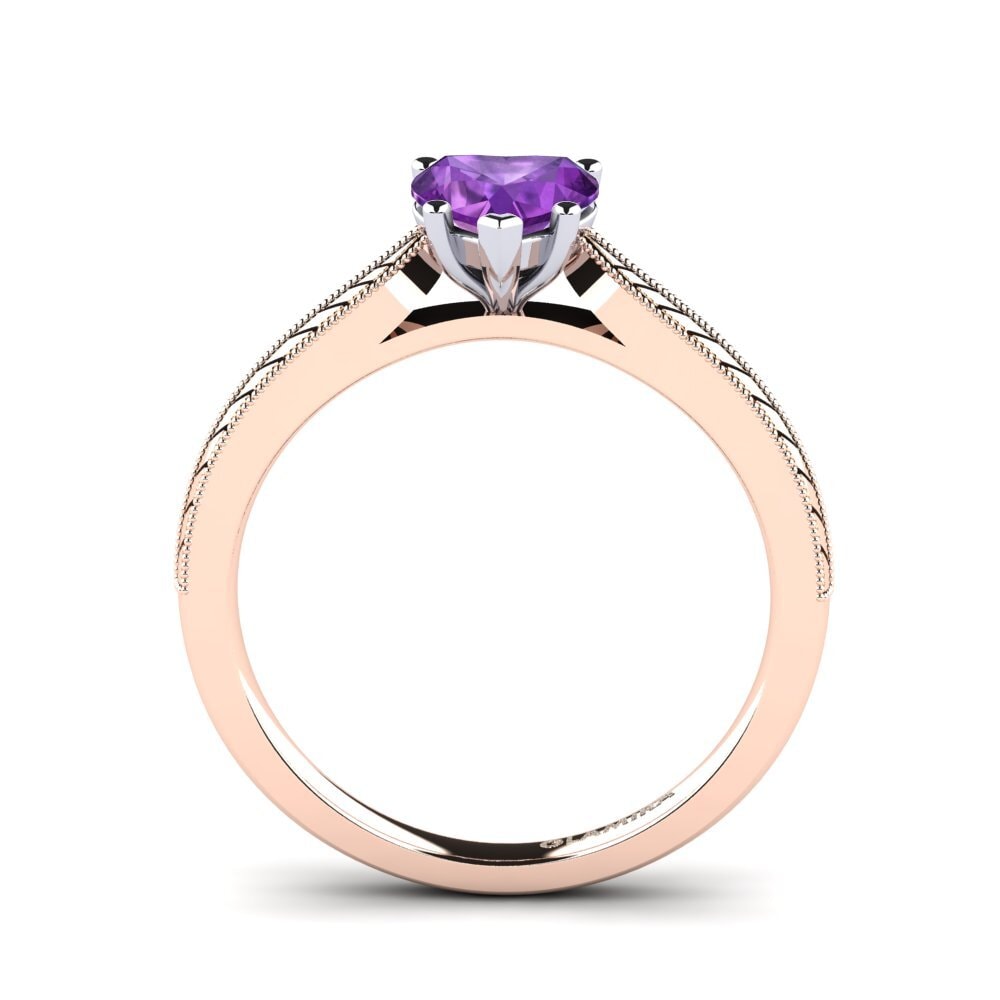 14ct Rose / White Gold Amethyst Women's Ring Roxanne