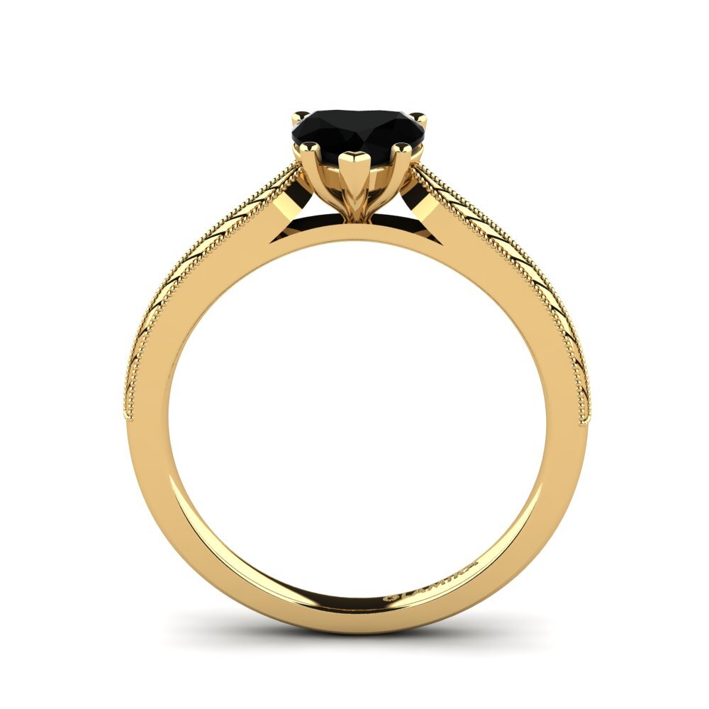 14ct Yellow Gold Black Onyx Women's Ring Roxanne