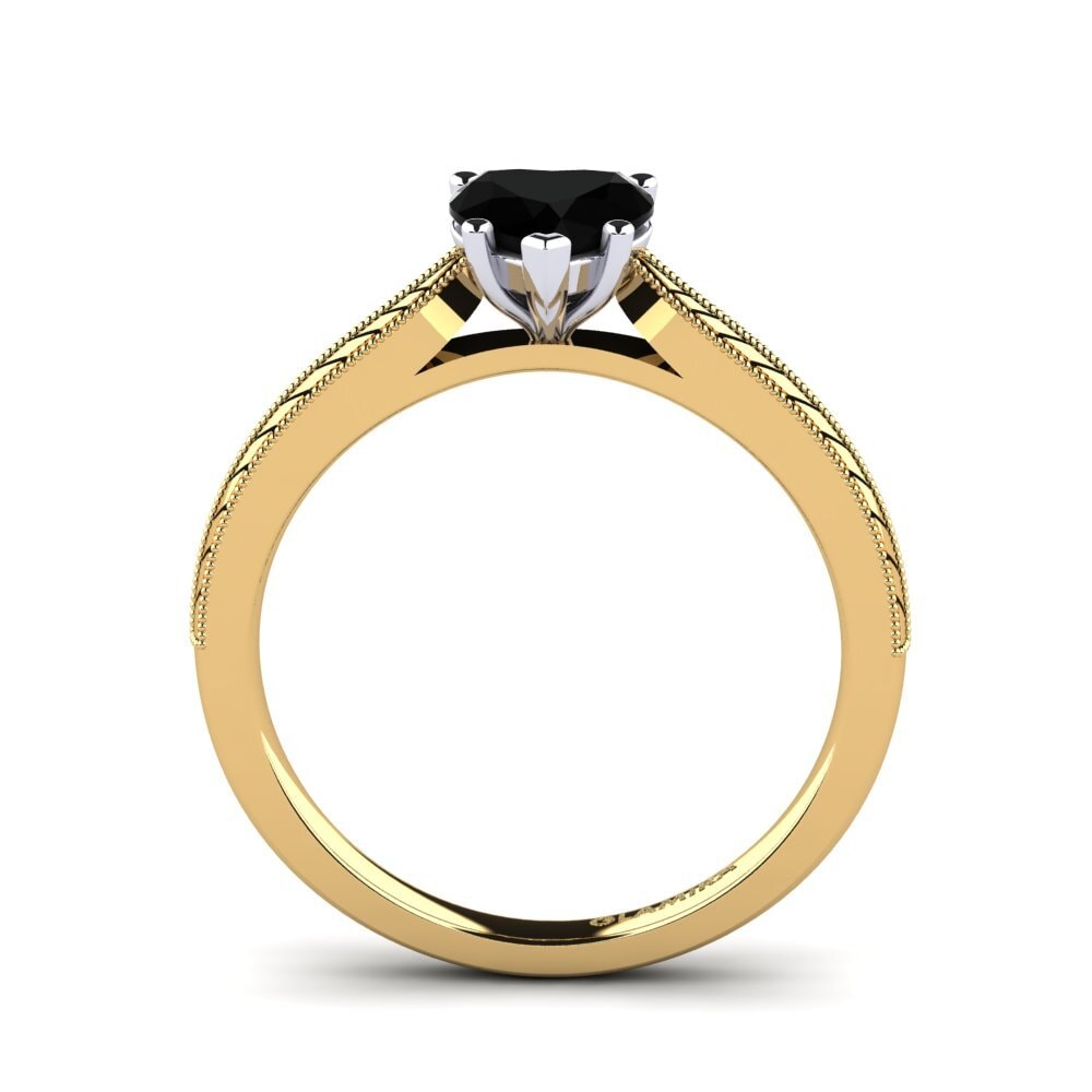 18ct Yellow & White Gold Black Diamond Women's Ring Roxanne