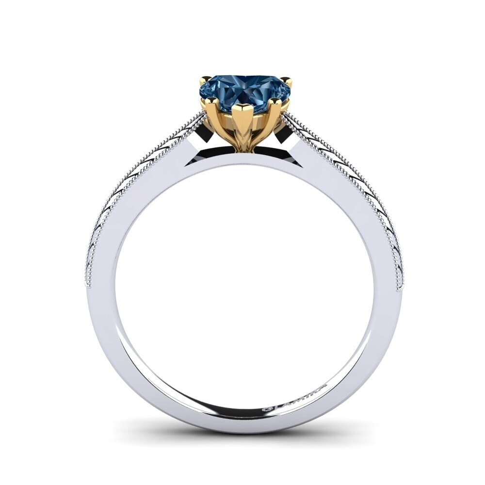 18ct White & Yellow Gold Blue Diamond Women's Ring Roxanne