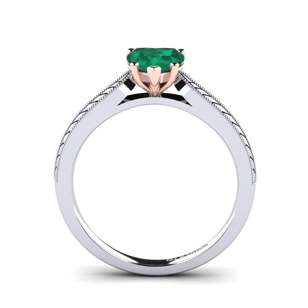 14ct White & Rose Gold Emerald Women's Ring Roxanne