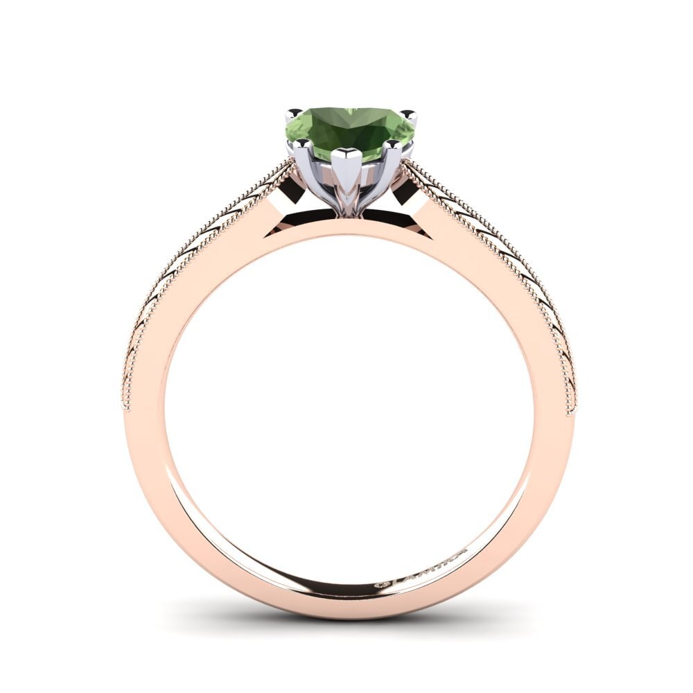 18ct Rose & White Gold Green Sapphire Women's Ring Roxanne