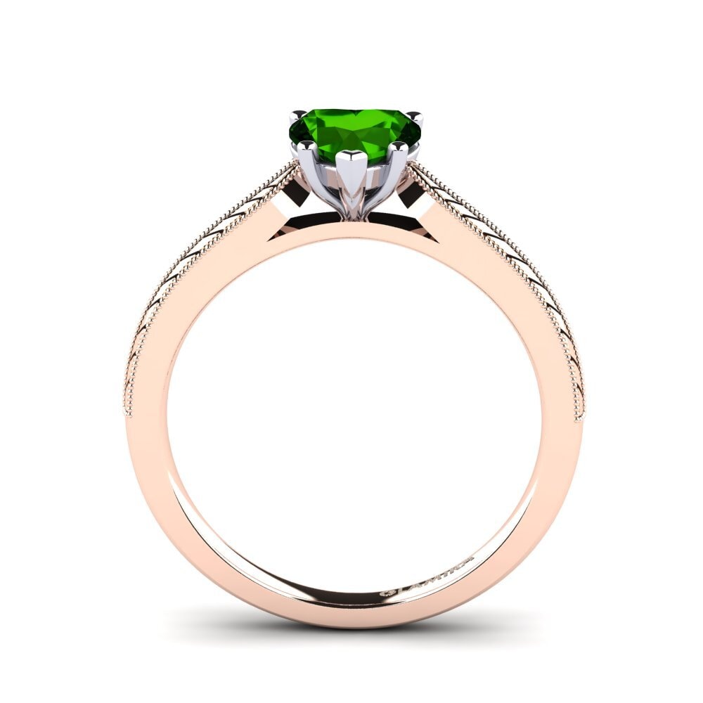 18ct Rose & White Gold Green Tourmaline Women's Ring Roxanne