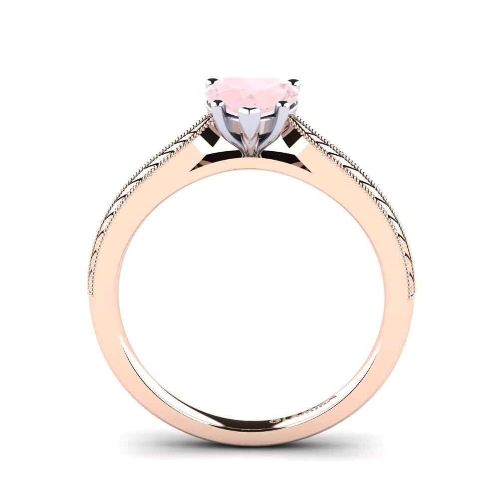 18ct Rose & White Gold Rose Quartz Women's Ring Roxanne