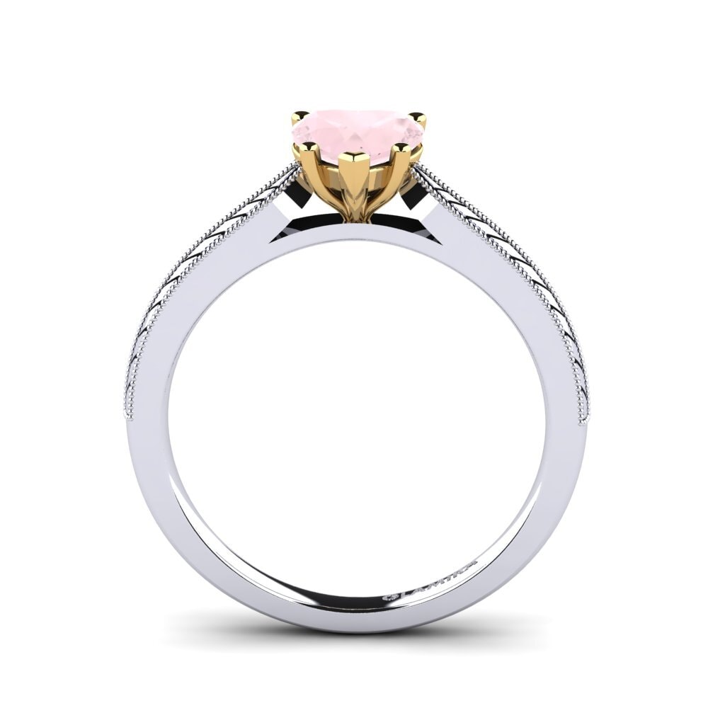 18ct White & Yellow Gold Rose Quartz Women's Ring Roxanne