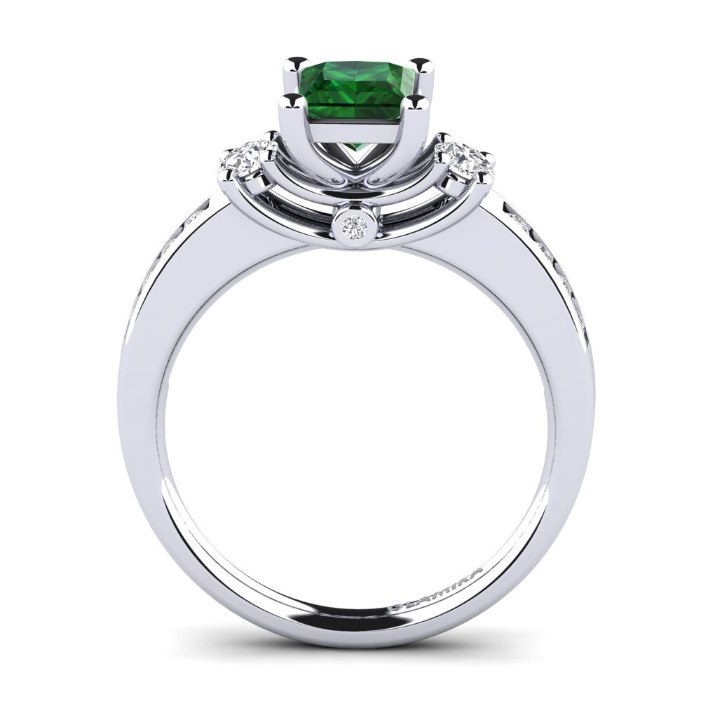 White Silver Tsavorite Engagement Ring Rupinder