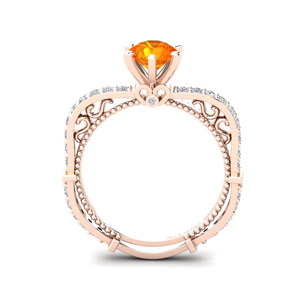 Orange Sapphire Engagement Ring Ruthina