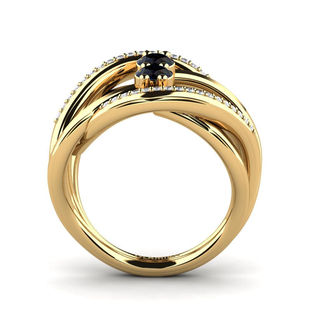 9ct Yellow Gold Black Opal Ring Rylind