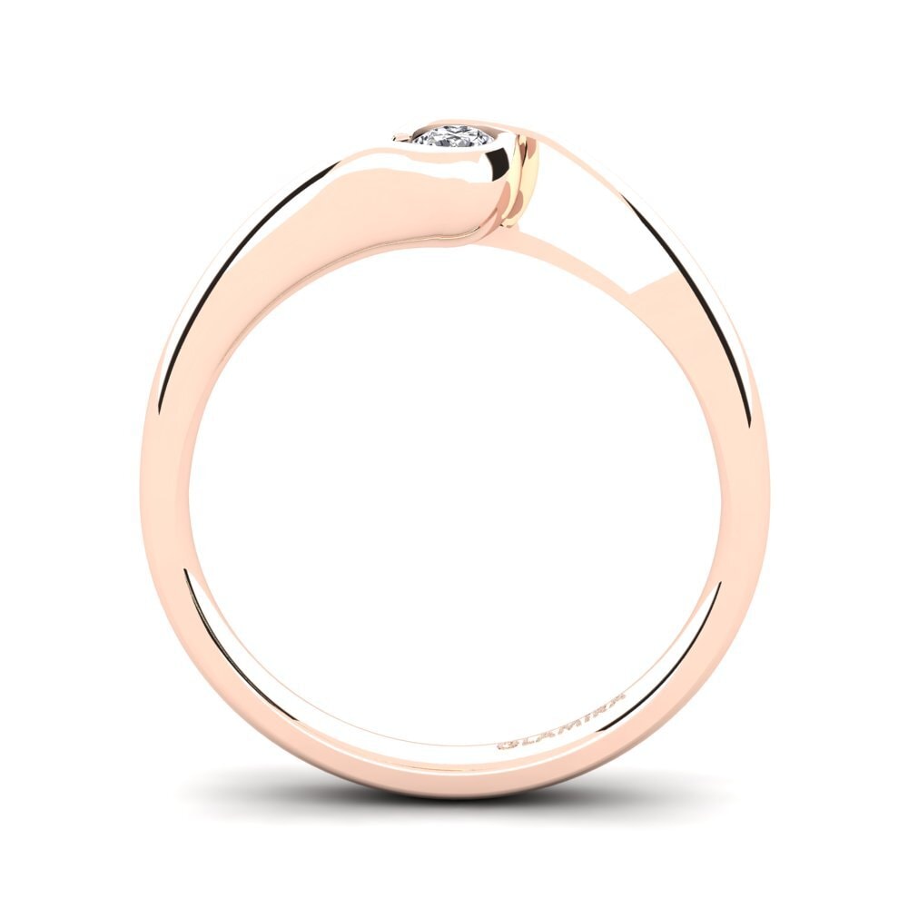 14k Oro Rosa Anillo de compromiso Sabella 01crt