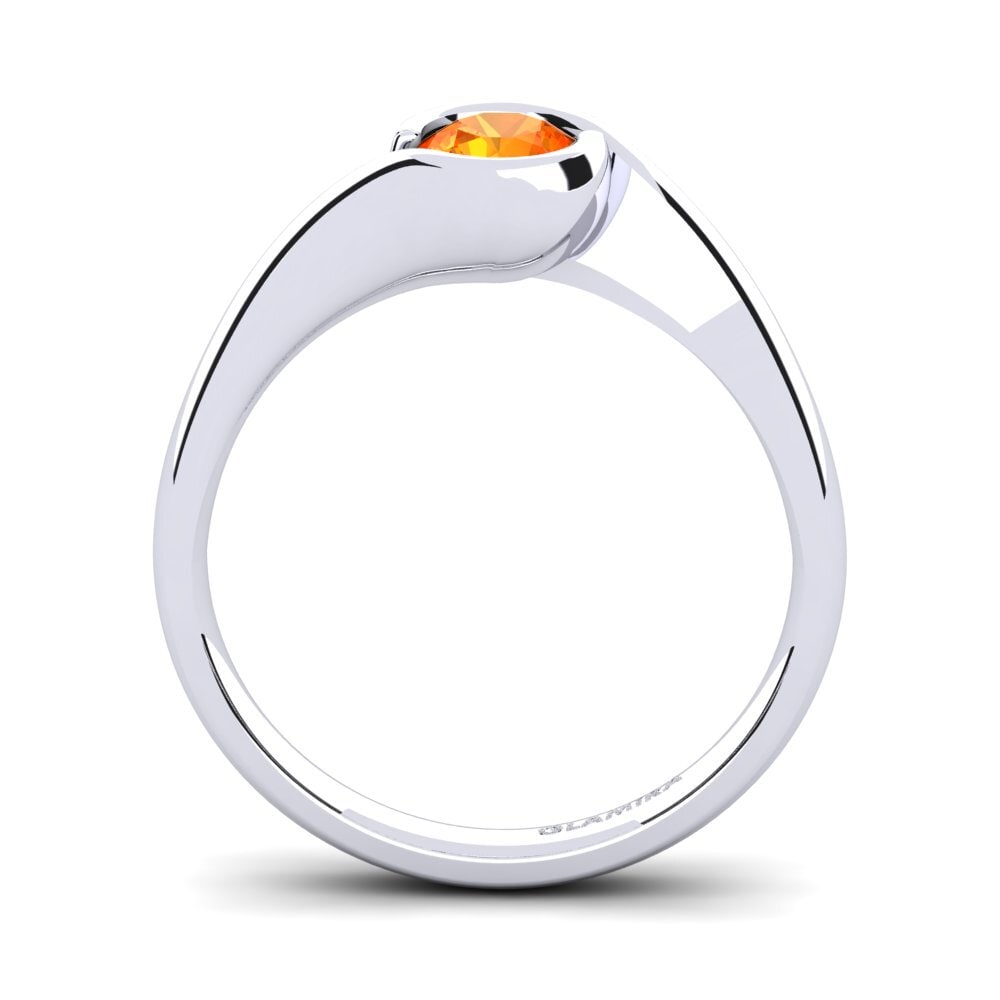 White Silver Orange Sapphire Engagement Ring Sabella 0.5 crt