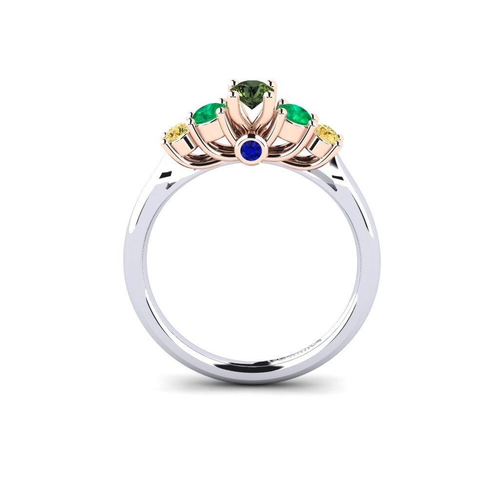14ct White / Rose Gold Green Sapphire Engagement Ring Sadie 0.16 crt
