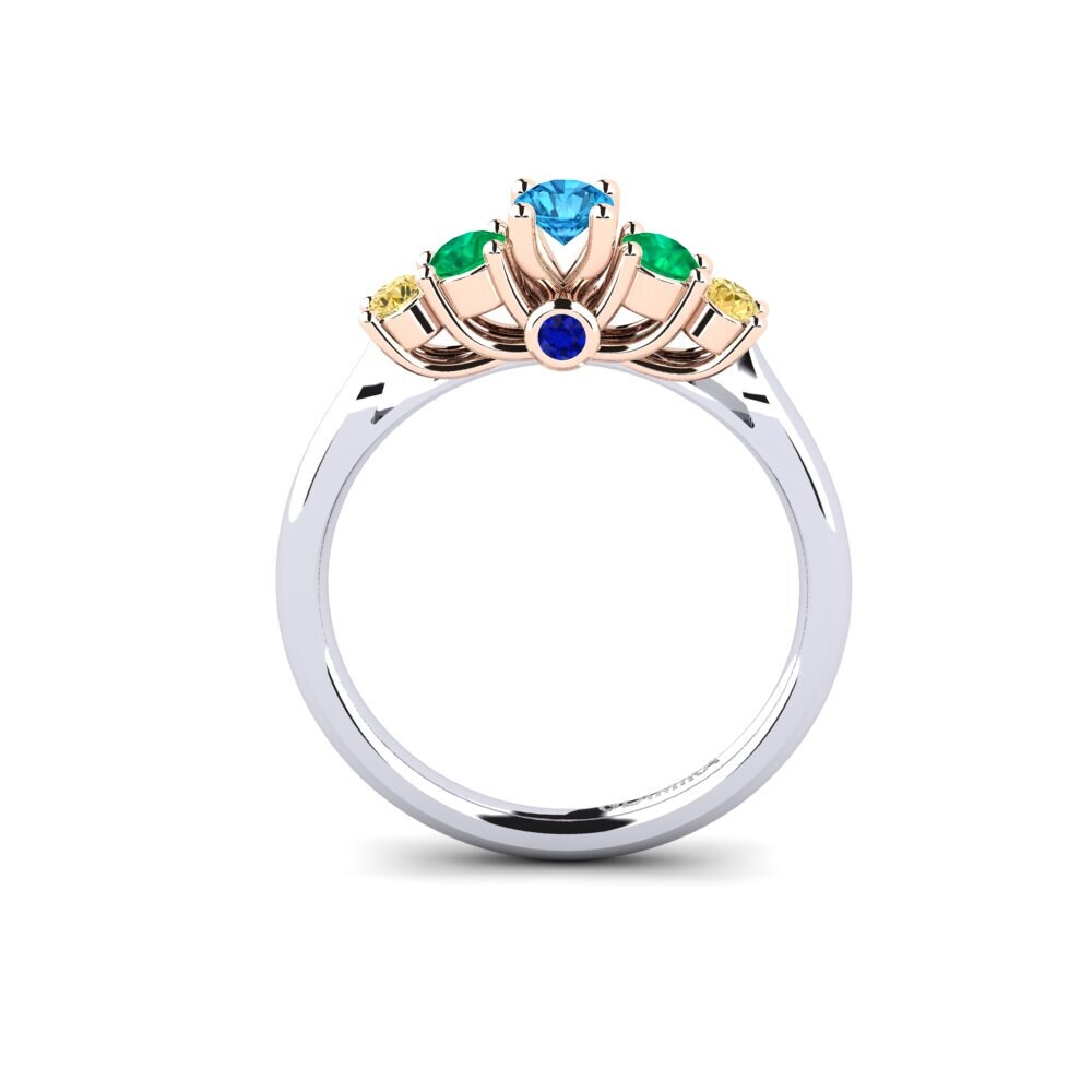 14ct White / Rose Gold Blue Topaz Engagement Ring Sadie 0.16 crt