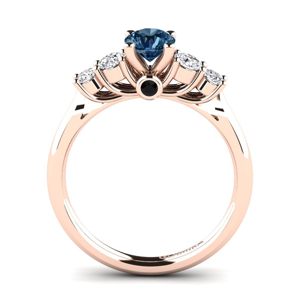 14k Oro Rosa Diamante Azul Anillo de compromiso Sadie
