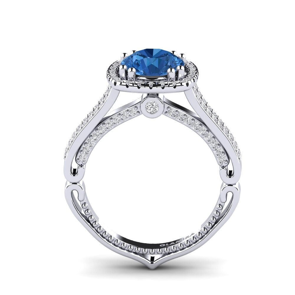 Dark Blue Zirconia Engagement Ring Saffronia