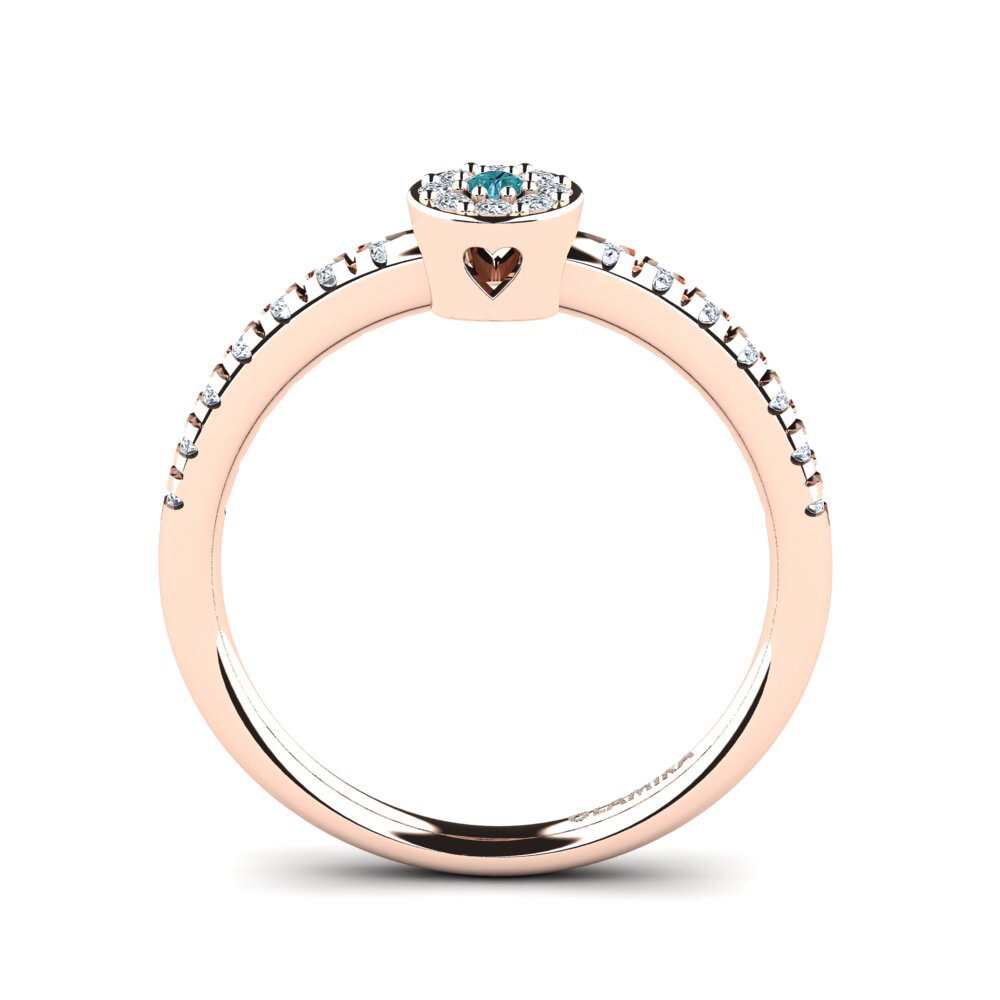 14k Oro Rosa Diamante Azul Anillo de compromiso Salbatora