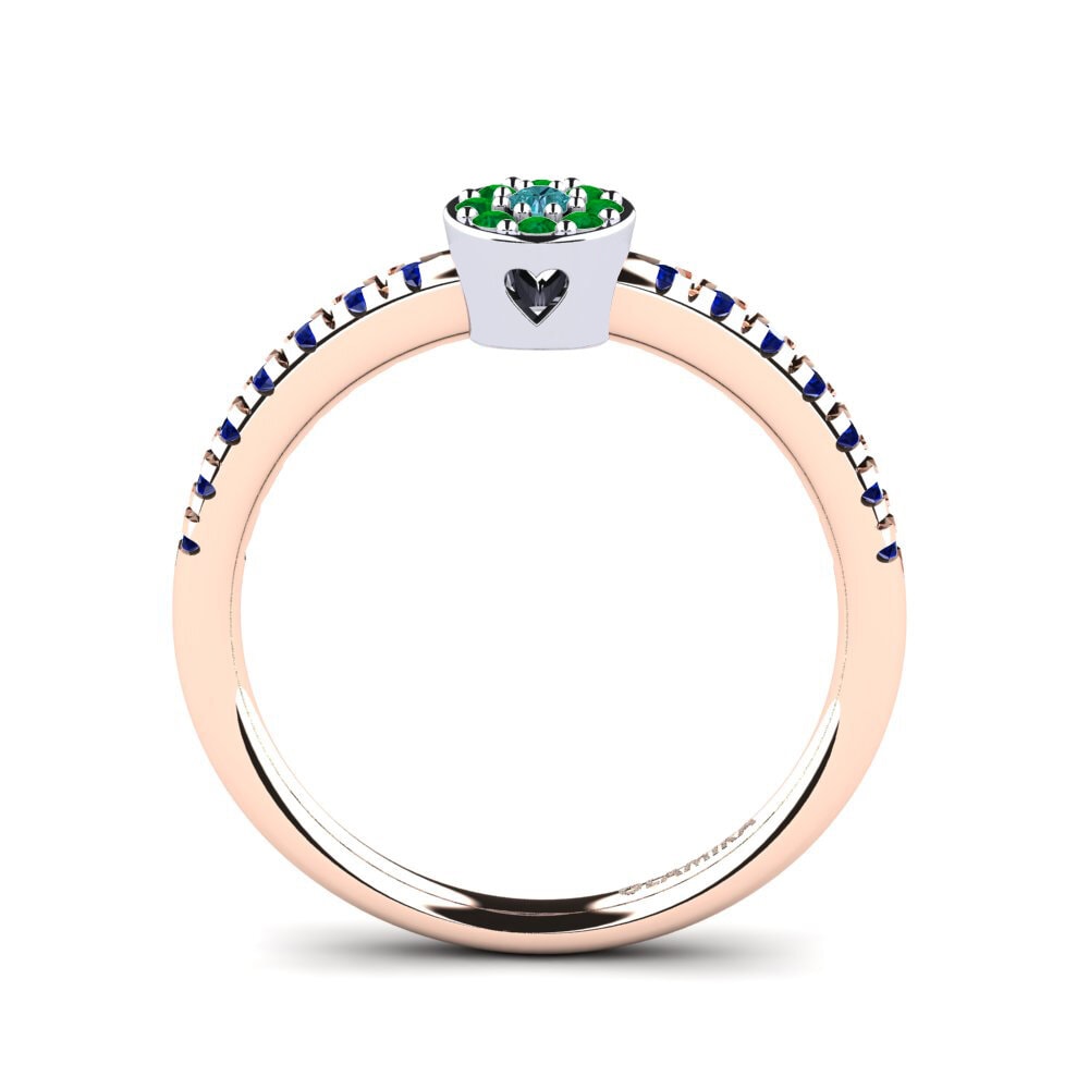 14ct Rose / White Gold Blue Diamond Engagement Ring Salbatora