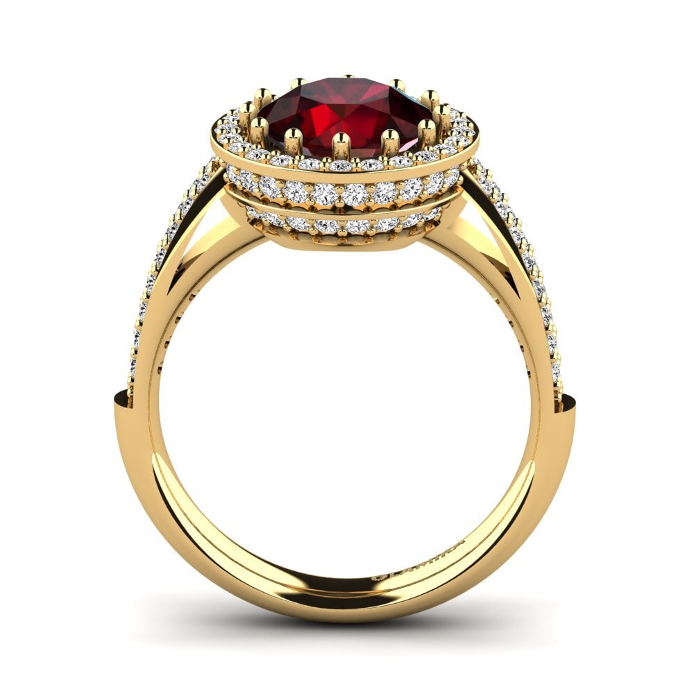 14k Oro Amarillo Granate Anillo de compromiso Salerno