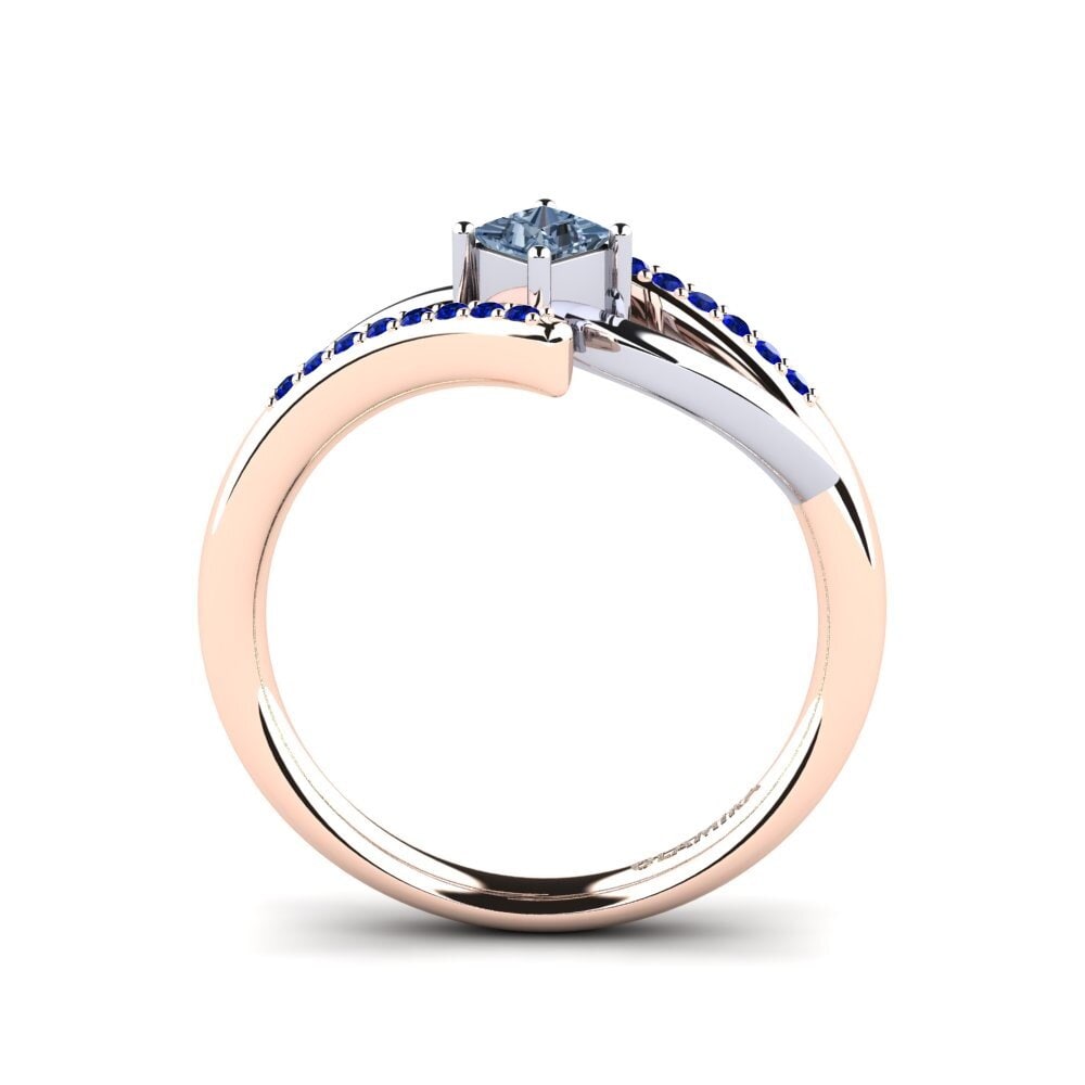 14ct Rose / White Gold Blue Diamond Engagement Ring Samar