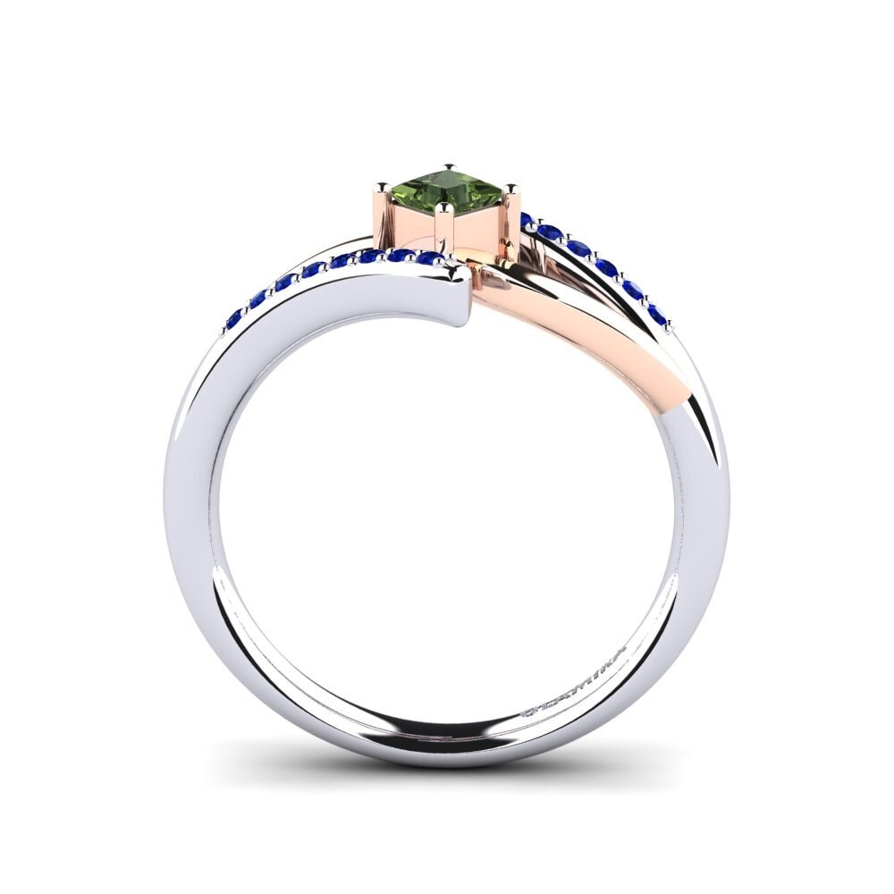 14ct White / Rose Gold Green Sapphire Engagement Ring Samar