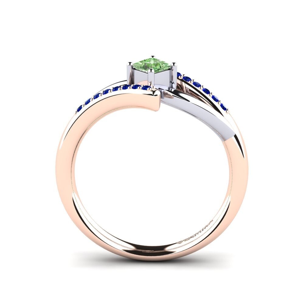 14ct Rose / White Gold Green Diamond Engagement Ring Samar
