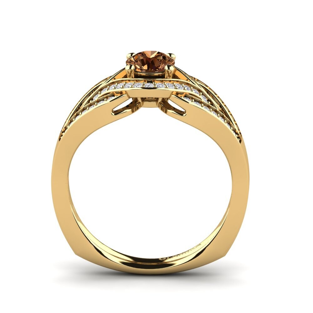 14ct Yellow Gold Brown Diamond Engagement Ring Santa