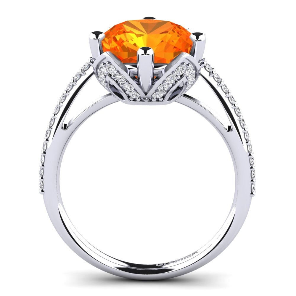 950 Palladium Orange Sapphire Ring Satinka