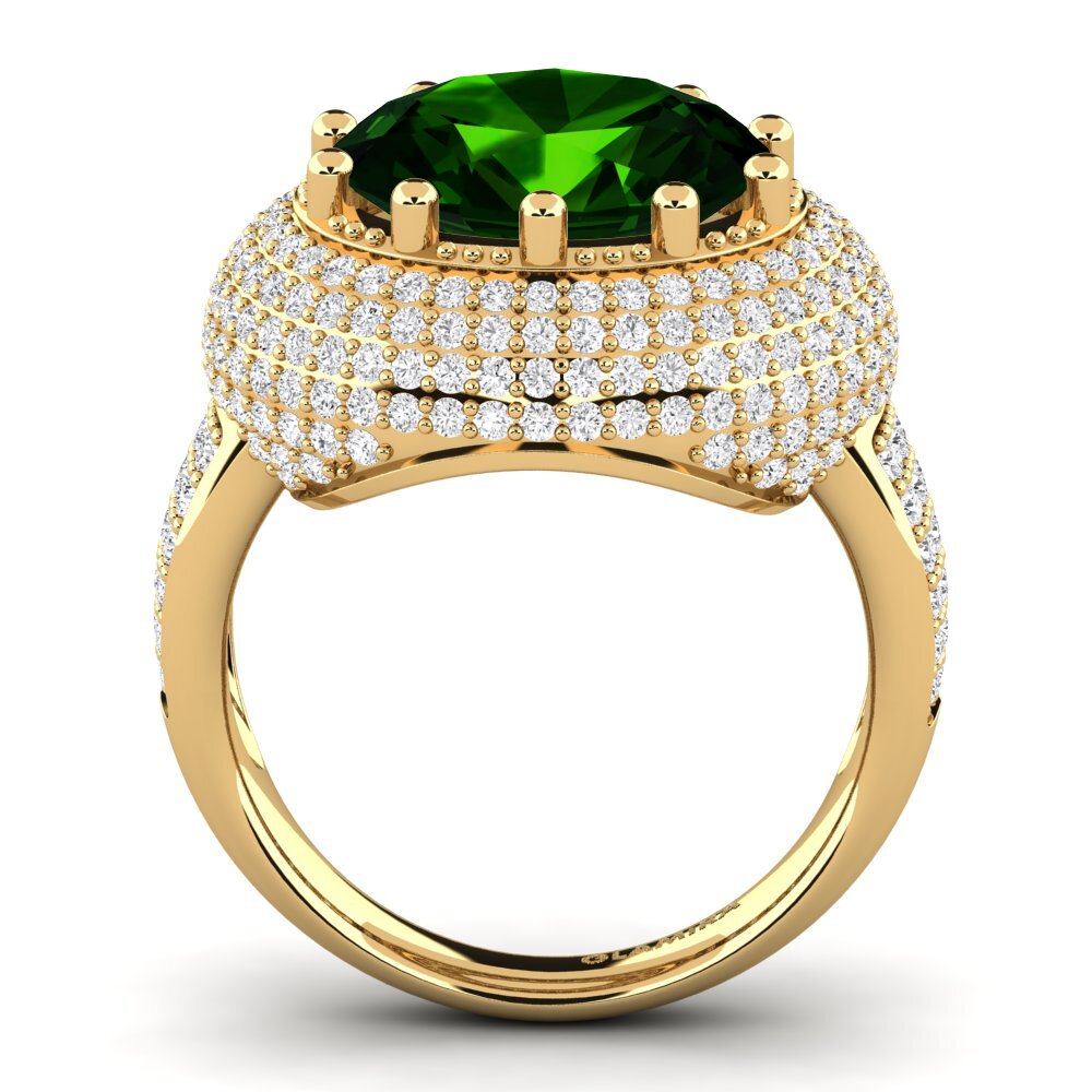 14ct Yellow Gold Green Tourmaline Engagement Ring Sayantika