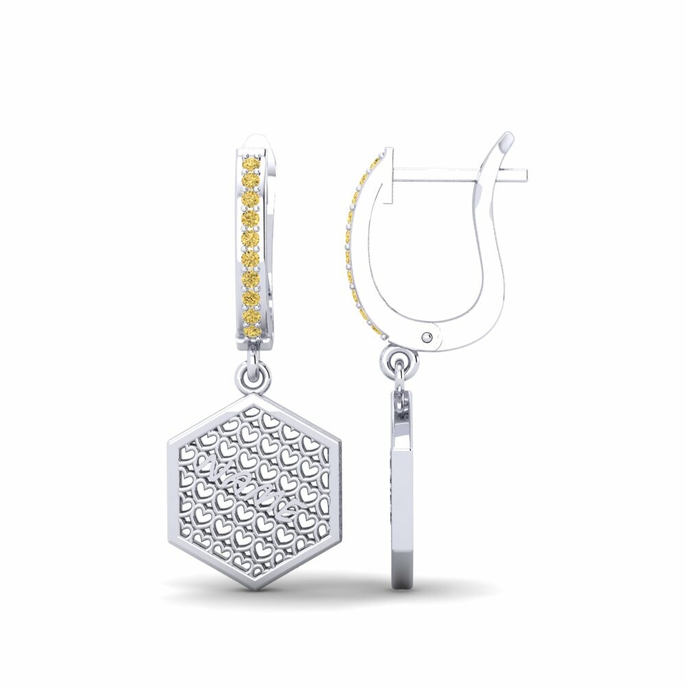 Boucle d'oreille femme Scolaire Diamant Jaune