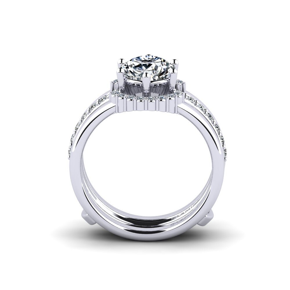 14ct White Gold Ring Segd - SET