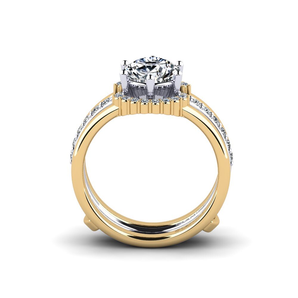 9ct White & Yellow Gold Ring Segd - SET