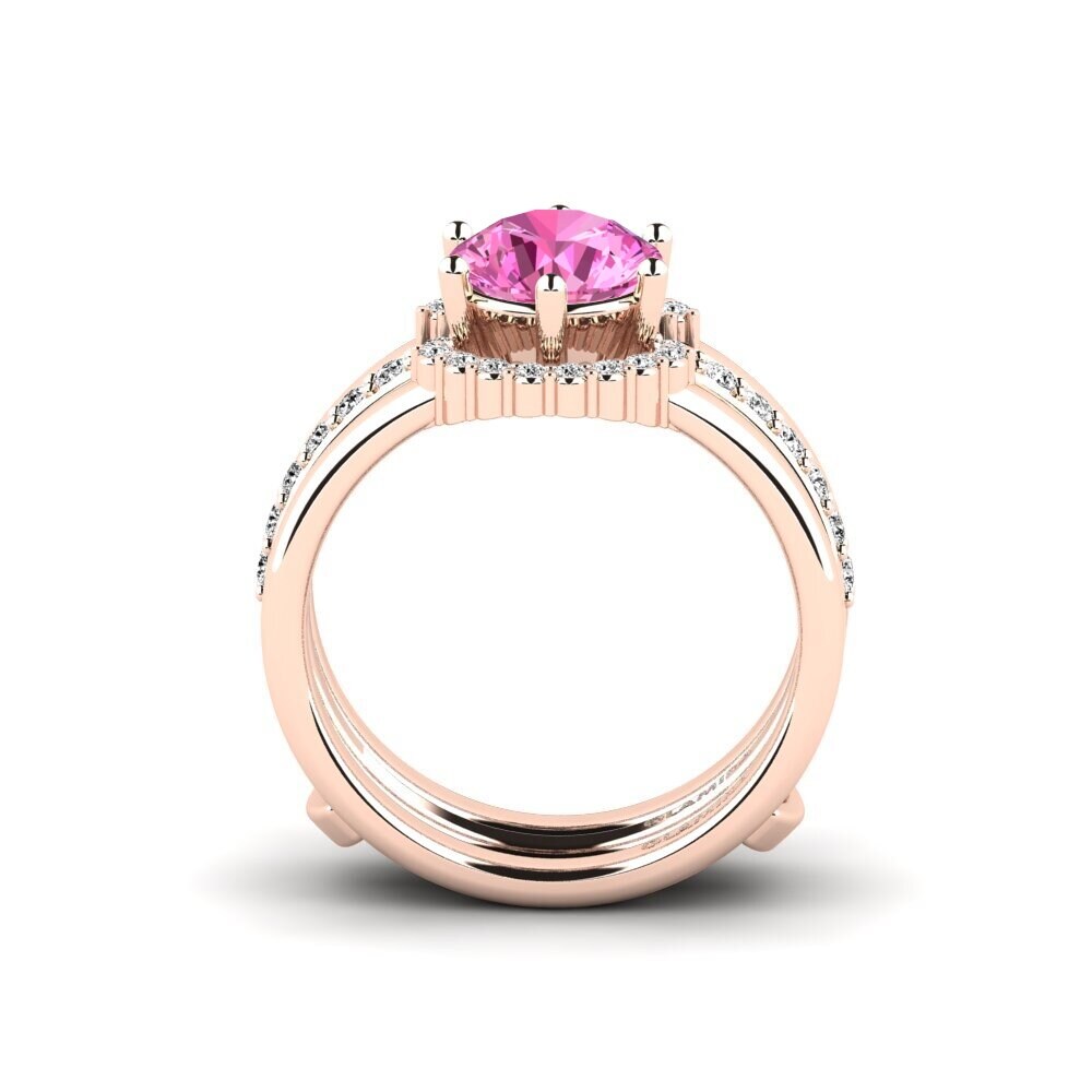 14ct Rose Gold Pink Topaz Ring Segd - SET