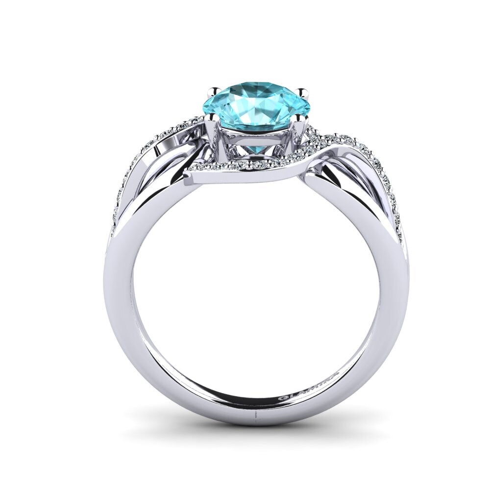 Round Blue Zircon Women's Ring Selifig