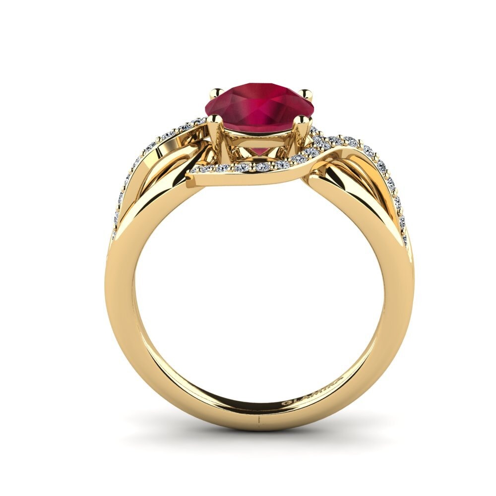 14ct Yellow Gold Ruby Women's Ring Selifig