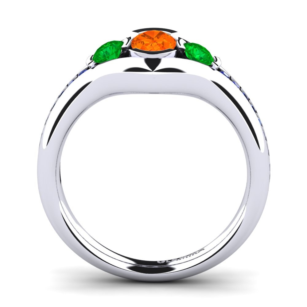 18ct White Gold Fire-Opal Engagement Ring Sencillo