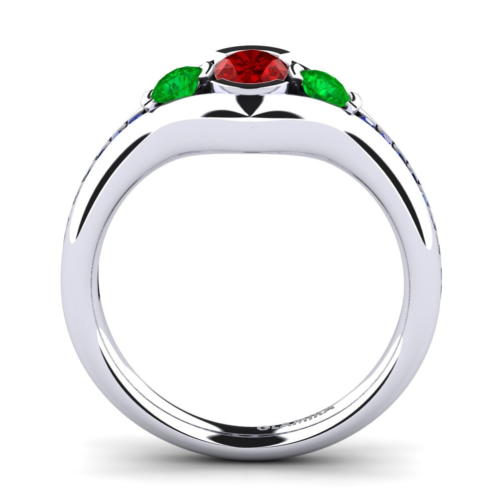 18ct White Gold Ruby (Lab Created) Engagement Ring Sencillo