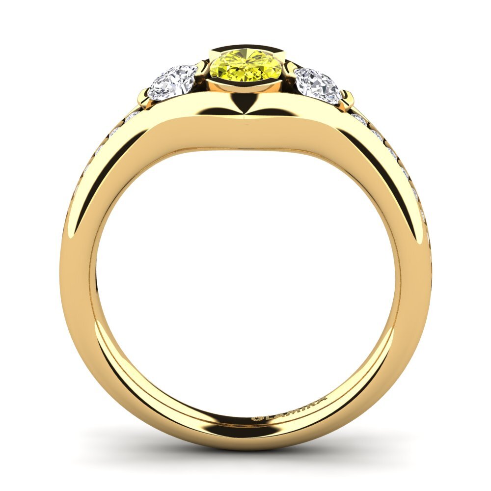 Diamante Amarillo Anillo de compromiso Sencillo