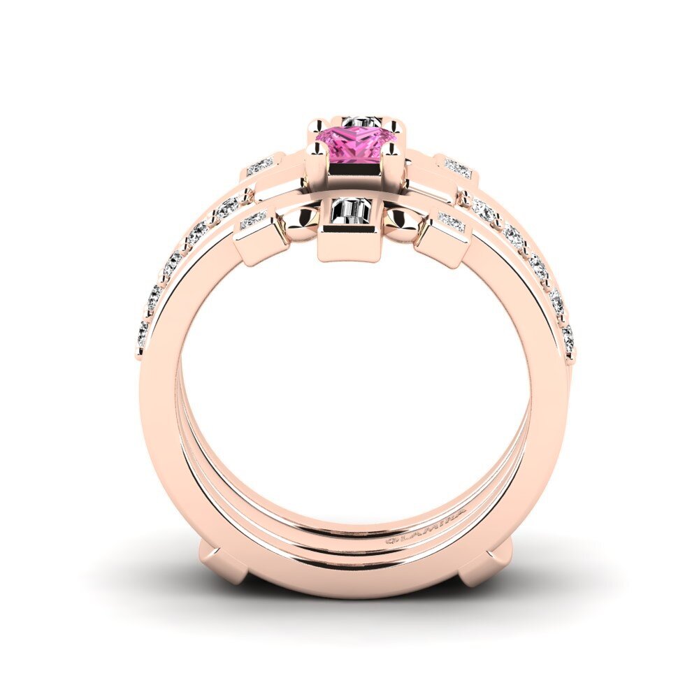 14ct Rose Gold Pink Topaz Ring Sendryha - SET