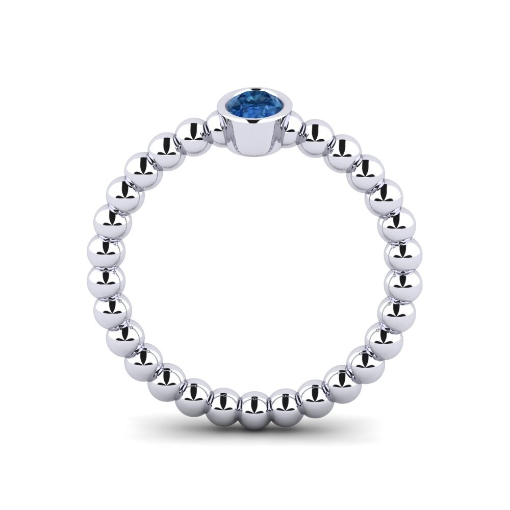 White Silver Dark Blue Zirconia Knuckle Ring Servela
