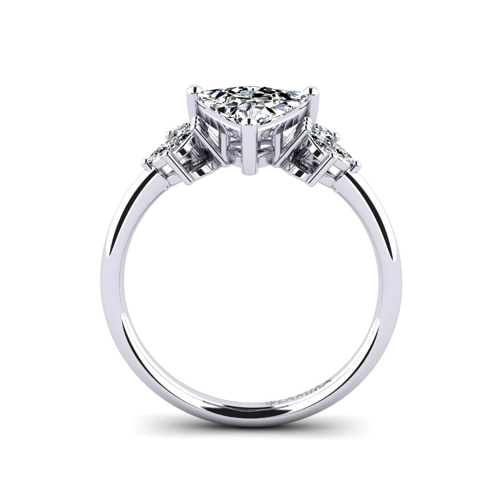 White Silver Trillion Engagement Ring Sestea
