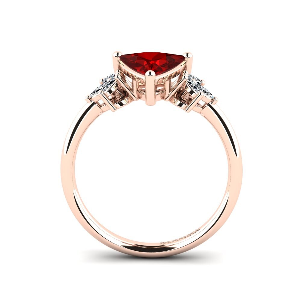 Trillion Ruby (Lab Created) Engagement Ring Sestea