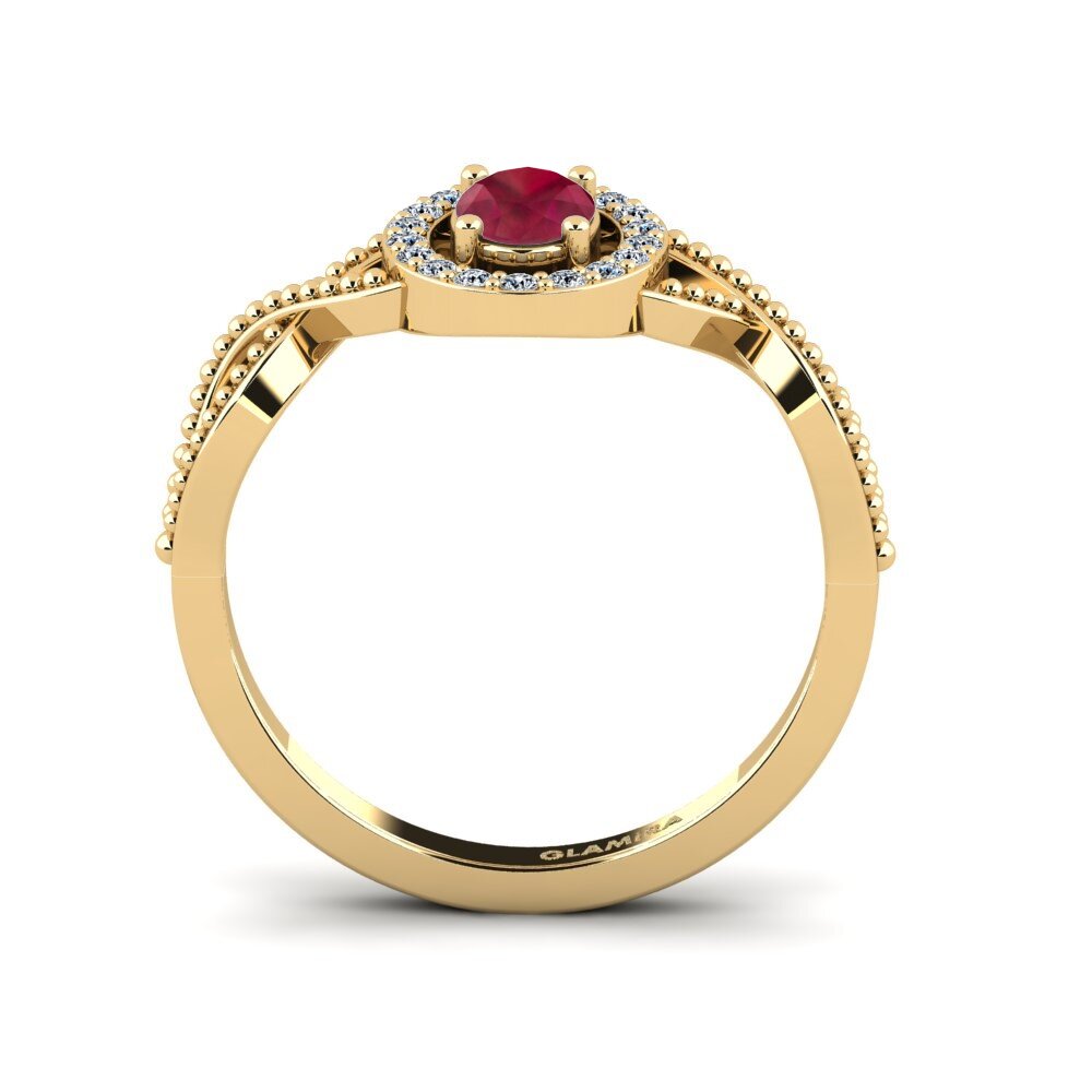 14ct Yellow Gold Ruby Women's Ring Seto